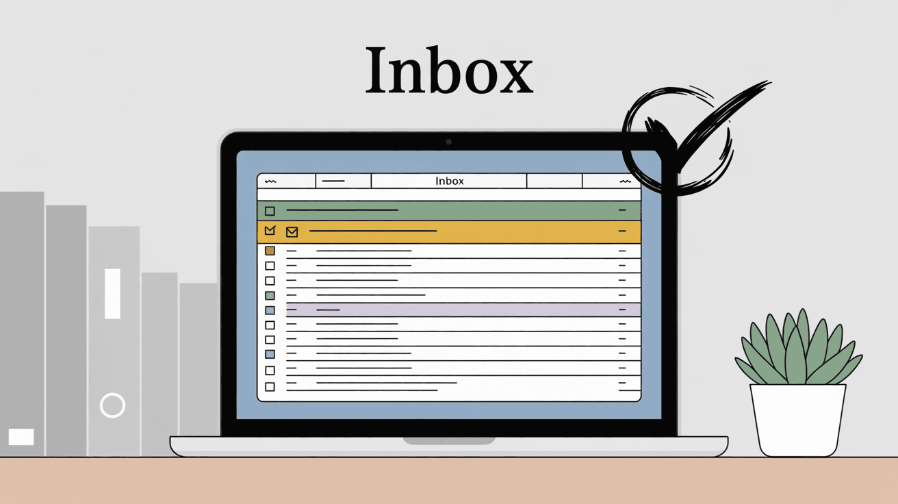 Professional email organization success showing a clean, organized inbox interface representing effective domain-based email labeling implementation